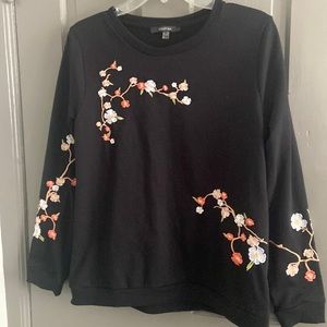 August Silk Black Embroidered Long Sleeve.  Size M